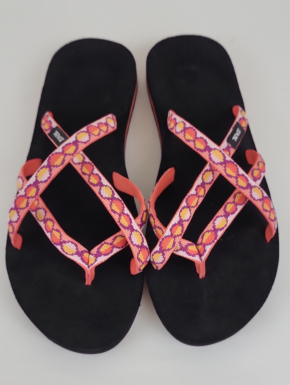 Teva Olowahu Women's Size 11 Flip Flops Brown Orange Thong Sandals